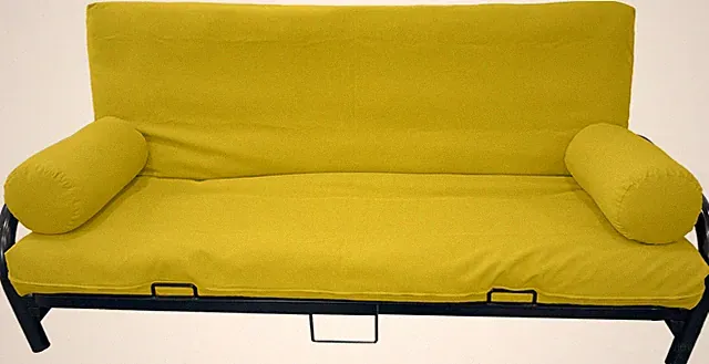 3 PCS Set Queen Size Futon Mattress Cover, Bolsters, Bed Protector Yellow