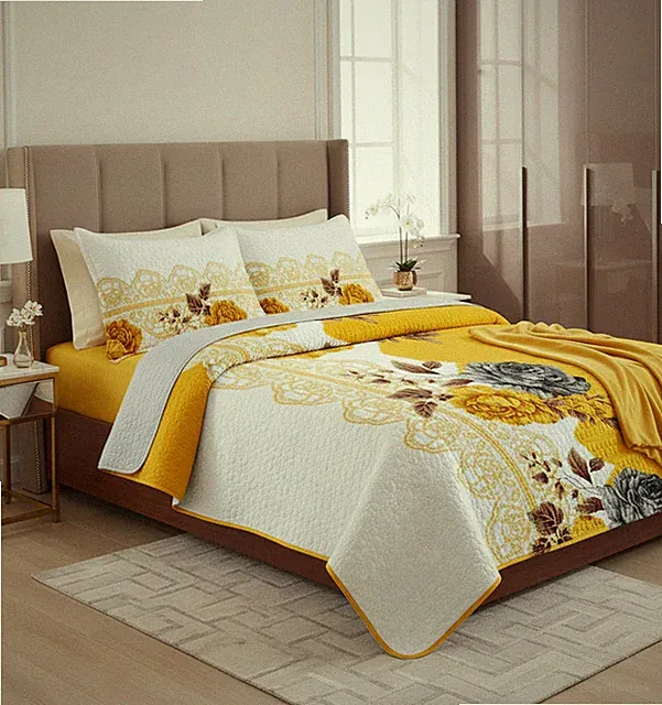 5 Piece Floral Comforter Set with Cushio cases & Pillowcases for Ideal of Gift
