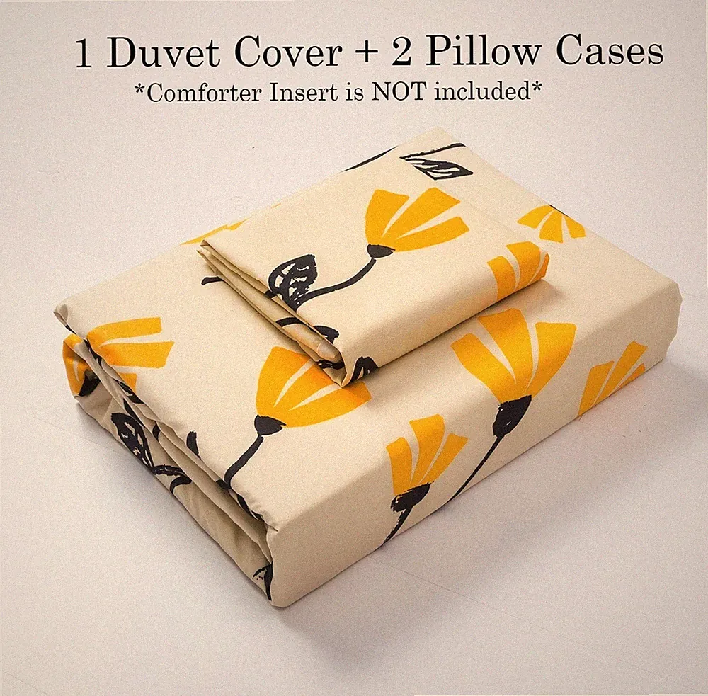DaDa Bedding Yellow Fleur Orange Tulips Floral Duvet Cover Set w/ Pillow Cases