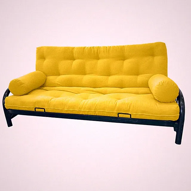 Queen Size Futon Cover, 2 Bolsters , Mattress Protector, Slipcovers, Yellow