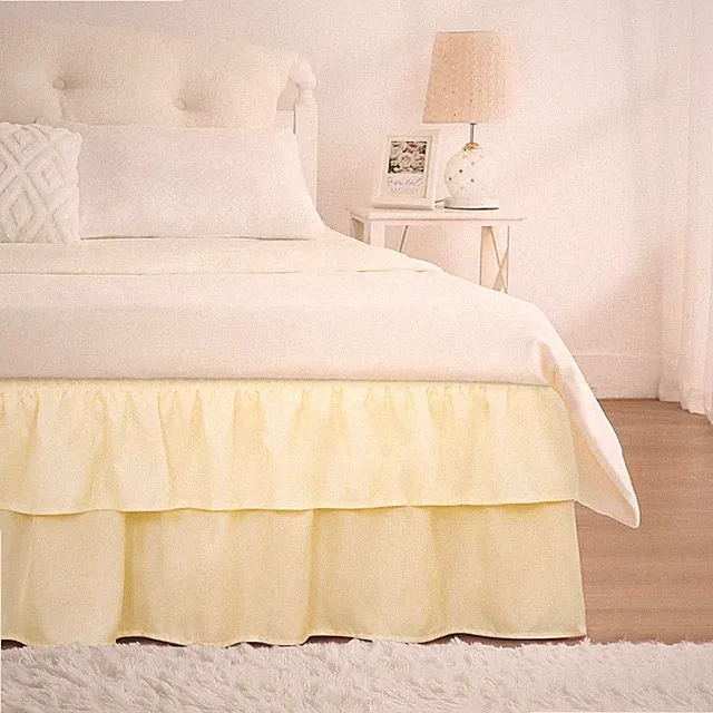 Queen Size Ruffle Bed Skirt 16 Inch Drop - White Double Layered