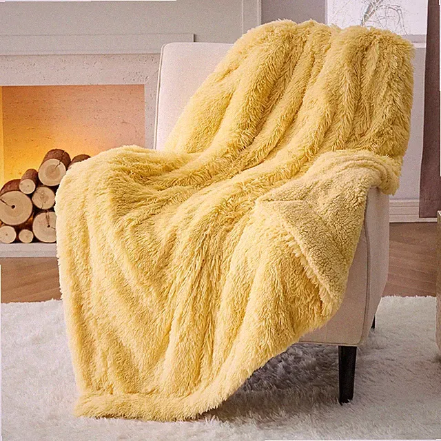 Soft Throw Blanket Couch Cozy Thick Warm Plush Faux Fur Blanket for Women Men