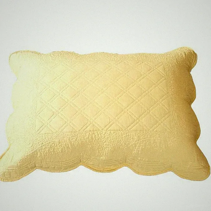 Tache Diamond Matelasse Scalloped Yellow Buttercup Puffs Quilted Pillow Shams