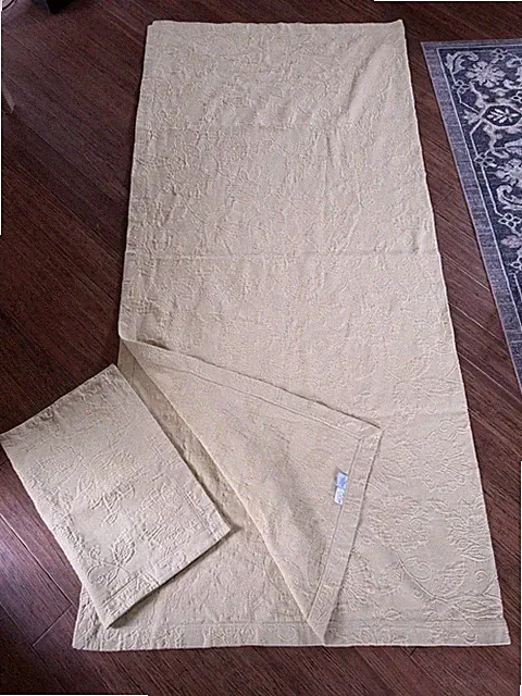 The Company Store Mustard Yellow Matelasse Full/Double and Pillow Sham Coverlet