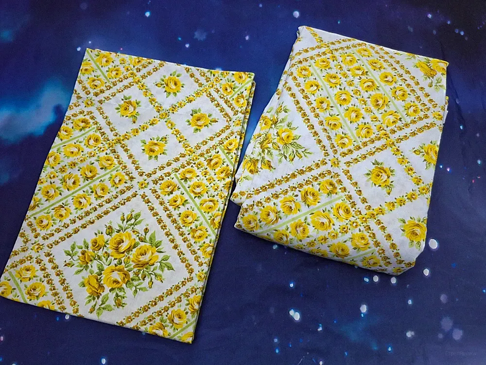 VINTAGE PEQUOT YELLOW ROSES PATCHWORK 1 TWIN FLAT SHEET & 1 PILLOWCASE FLORAL