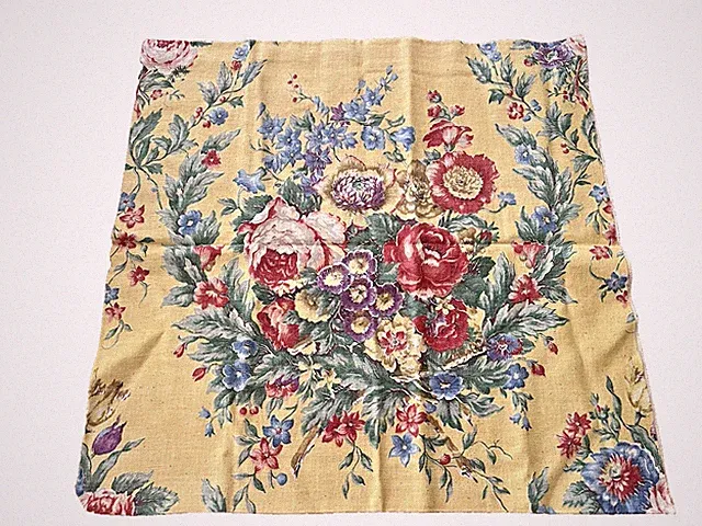 Vintage Pillow Sham Cover Fabric 1960s Sanforized Yellow Floral Roses 22"x22"
