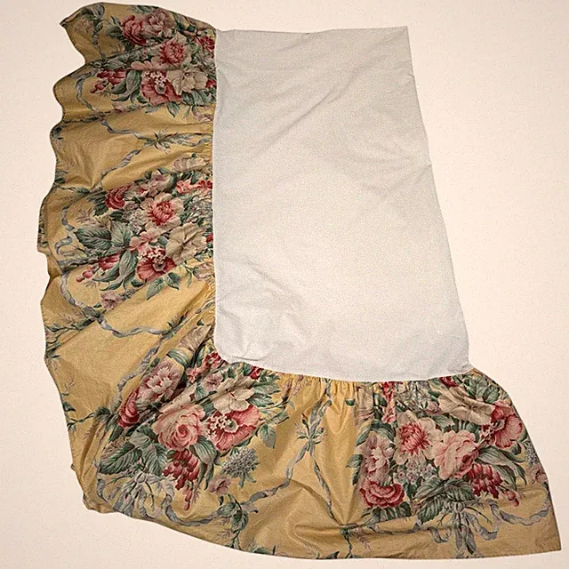 Vintage Ralph Lauren Evelyn Yellow Floral Dust Ruffle Bed Skirt Twin Size