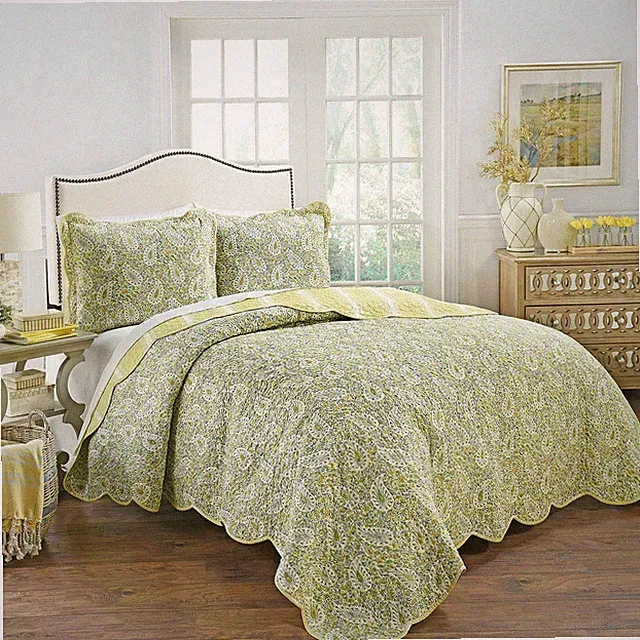 WAVERLY Precious Paisley 3-Piece 100% Cotton Reversible Vintage Quilt Collection