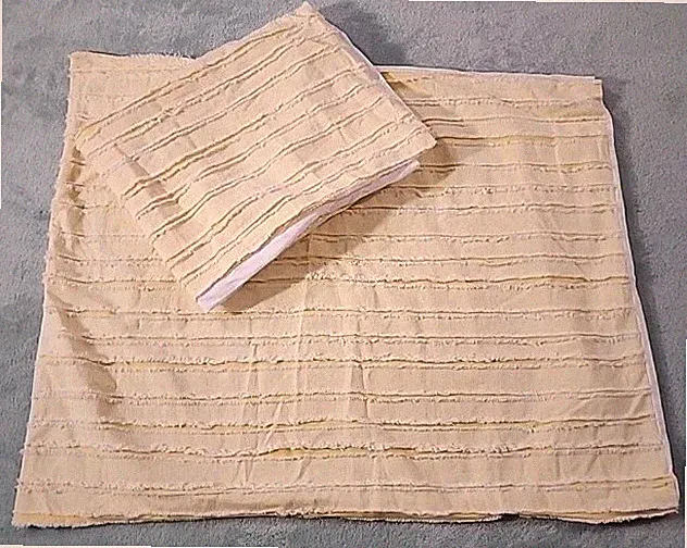 Yellow Pillow Shams Cotton Woven Stripes Textured Frayed BOHO 2 Nicole Miller
